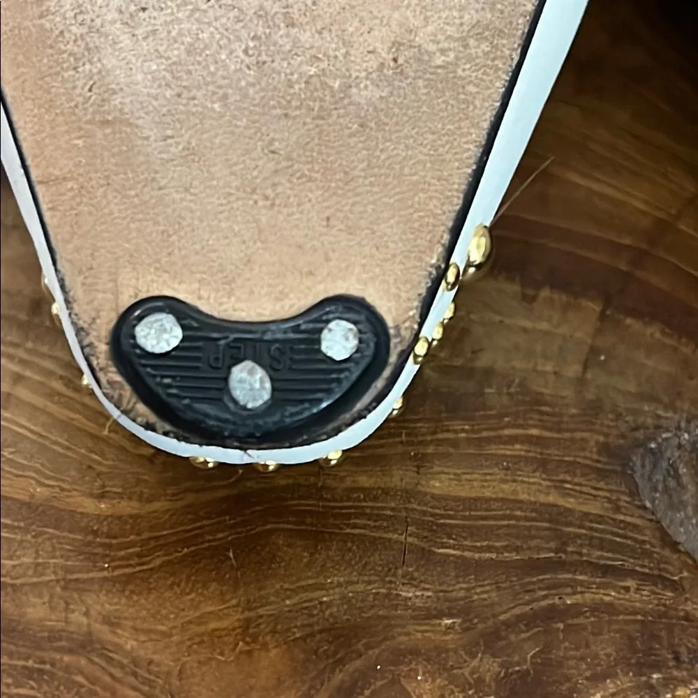 Escada White and Gold Flats with Geometric Embellishments - Picture 12 of 15